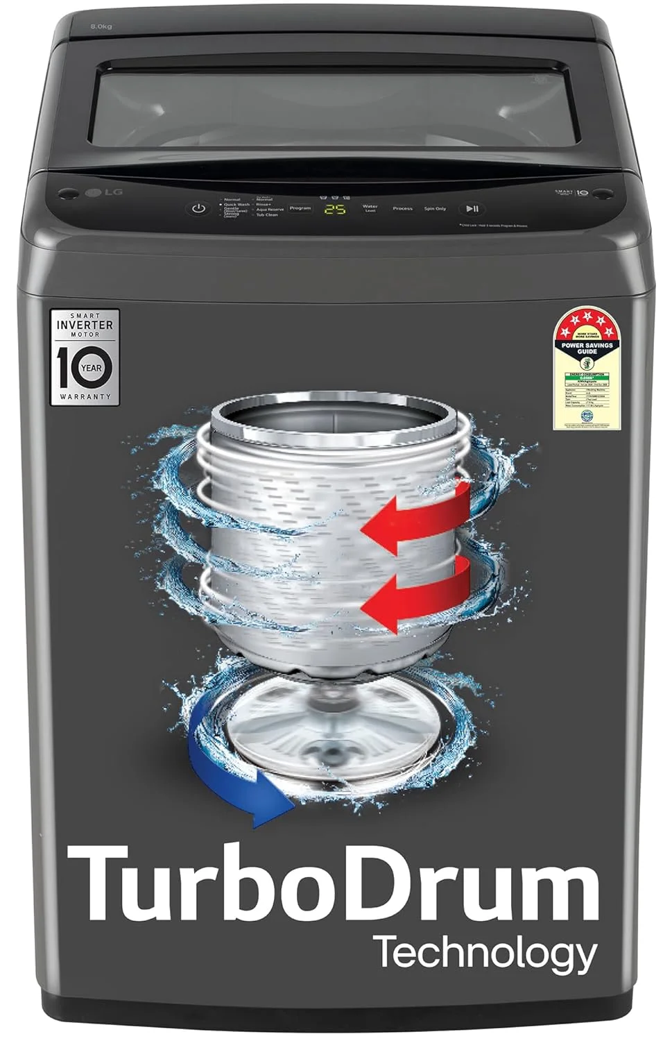 LG 8 Kg 5 Star Smart Inverter TurboDrum Top Load Washing Machine