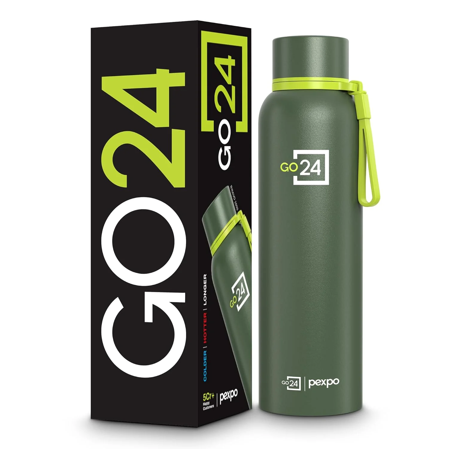 Pexpo Bravo 1000 Insulated Steel Water Bottle, 1L