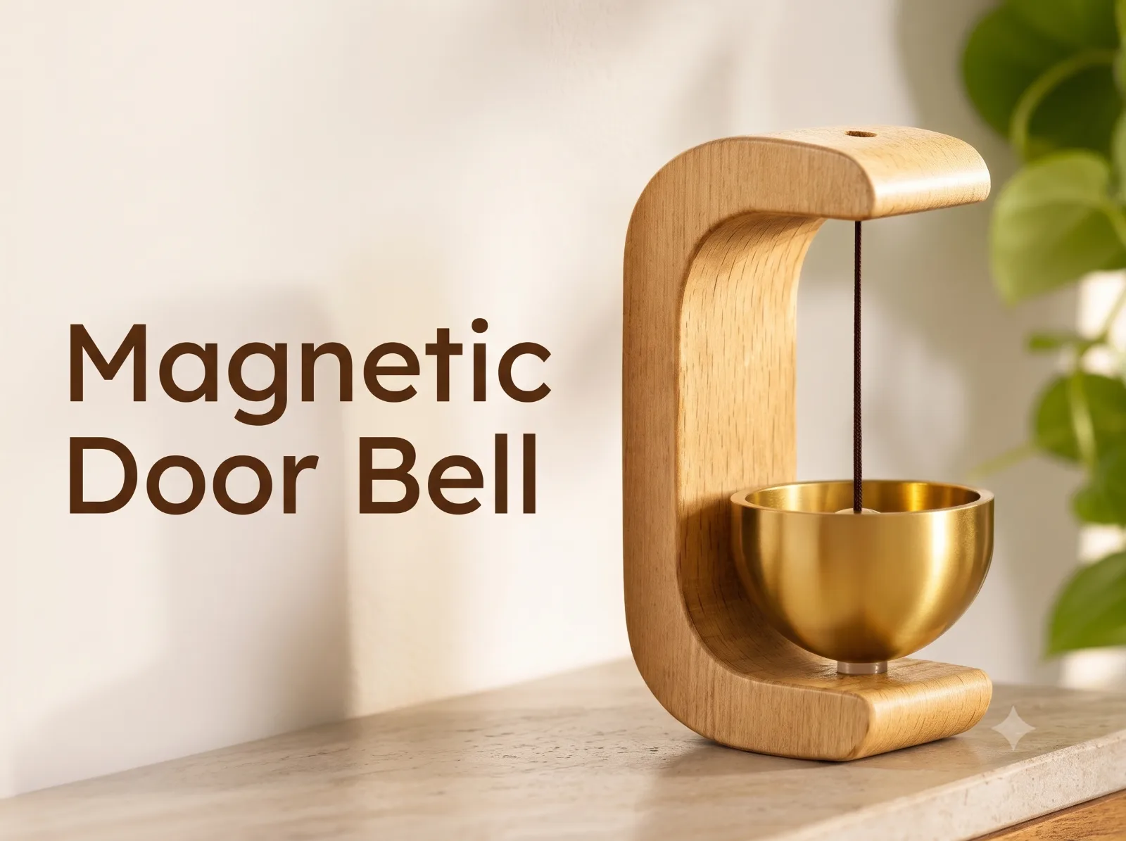 BHADIYADI magnetic wooden door bell with brass bowl chime mounted on a door, a shopkeeper's bell in India